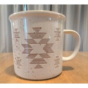 Coffee Tea Mug Southwest Design Cream & Orange 16 Oz